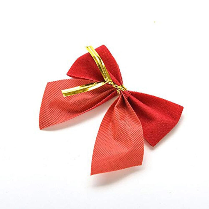 Christmas Tree Bow Ornaments – 12pc Red & Gold Decor