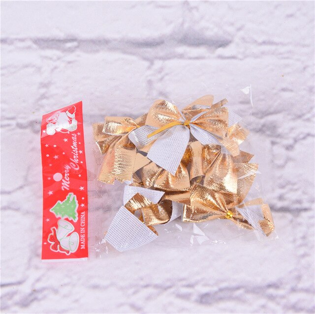 Christmas Tree Bow Ornaments – 12pc Red & Gold Decor