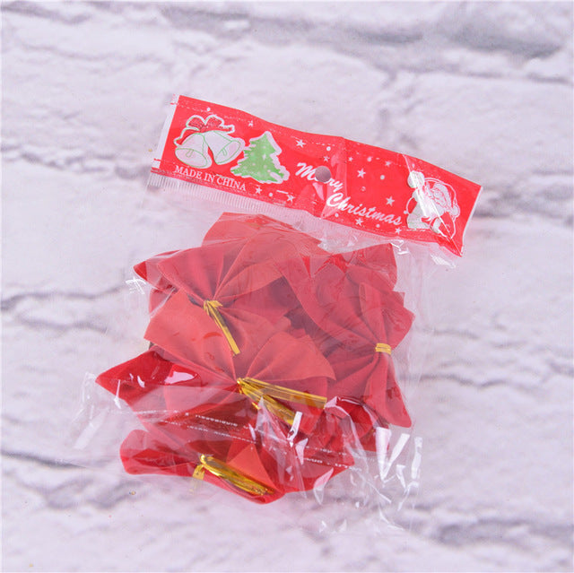 Christmas Tree Bow Ornaments – 12pc Red & Gold Decor