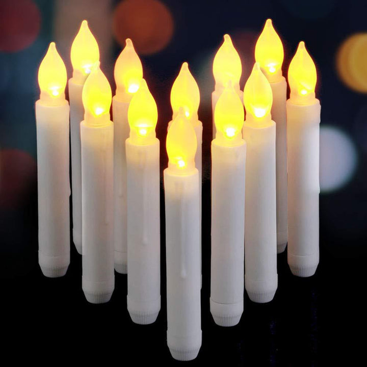12 Flameless LED Taper Candles for Weddings & Dinners
