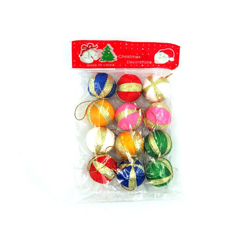 Mini Christmas Tree Ornaments, 12-Piece Colorful Set