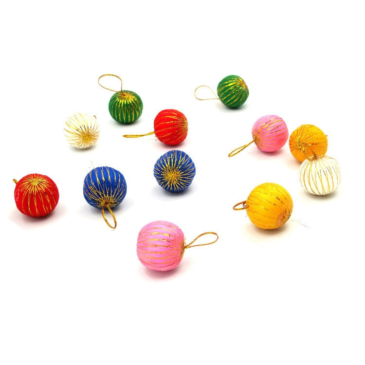Mini Christmas Tree Ornaments, 12-Piece Colorful Set