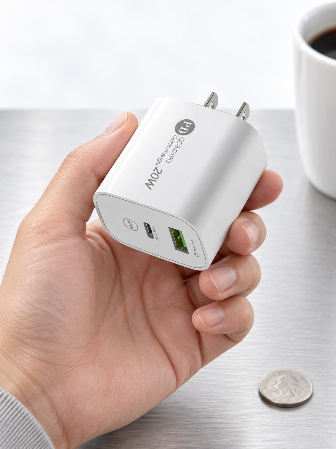 12W USB-C PD Dual-Port Wall Charger with Quick Charge 3.0