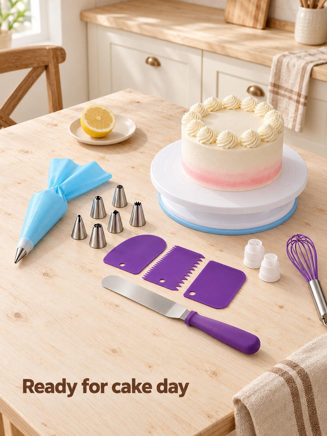 135-Piece Cake Decorating Kit with Turntable & Tips