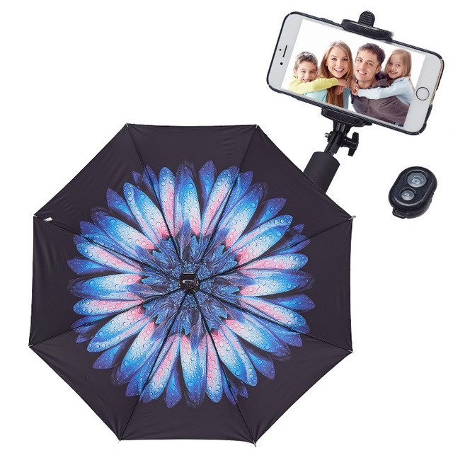 Travel Umbrella Selfie Stick with Bluetooth Remote