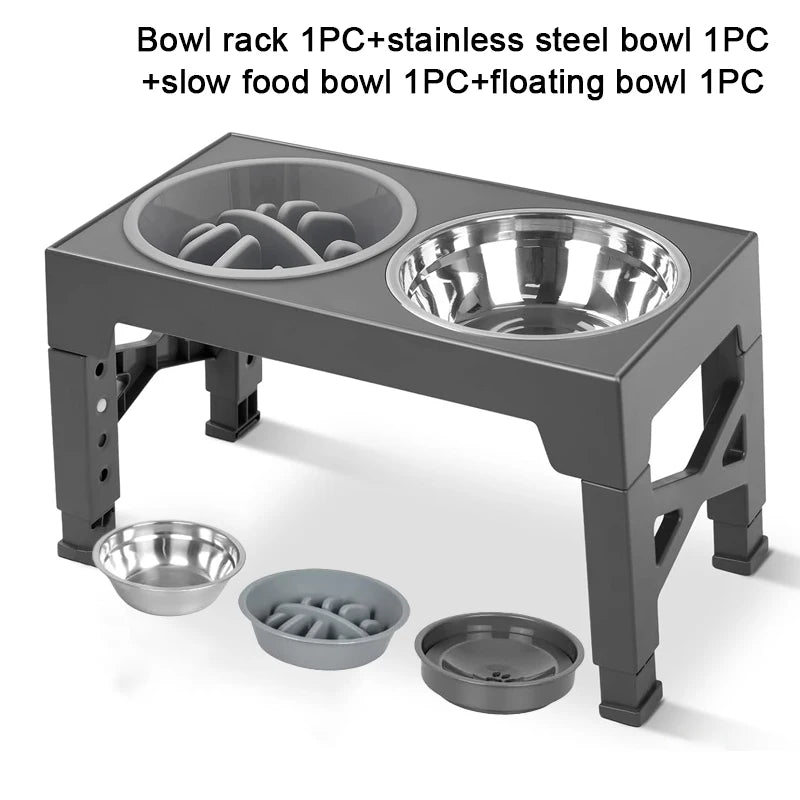 Elevated Dog Feeder with Adjustable Slow-Feed Bowl