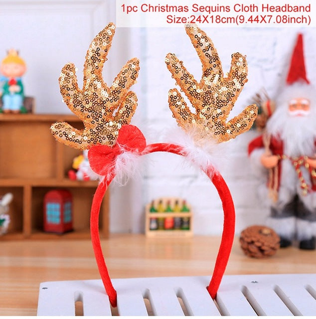 Christmas Reindeer Sequin Headband For Party Photos