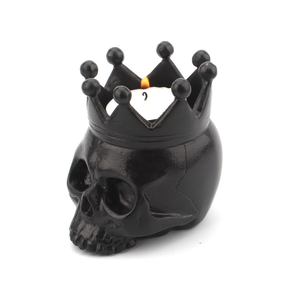 Gothic Skull Crown Candle Holder for Halloween Decor