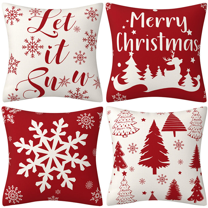 Red Christmas Snowflake Pillow Cover for Holiday Décor
