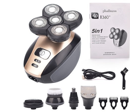 5-Head Shaver 5-in-1 Wet & Dry Grooming Kit for Men