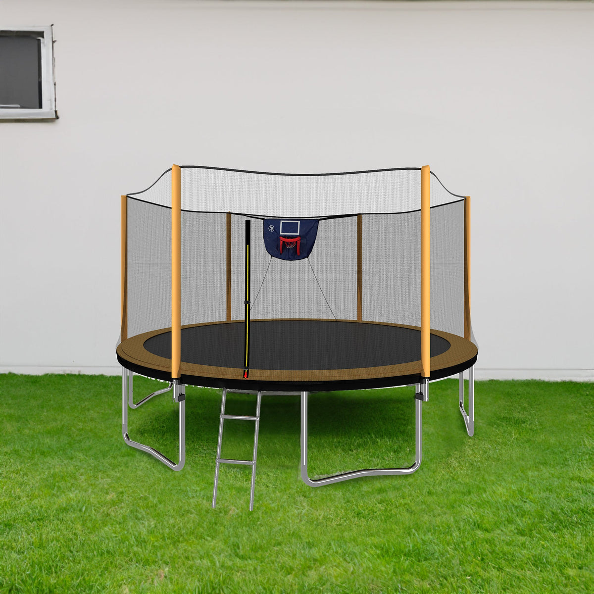 14ft Trampoline with Safety Net and Basketball Hoop