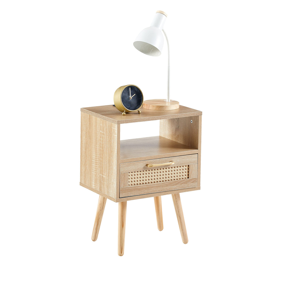 Rattan Nightstand with Outlet and USB Ports