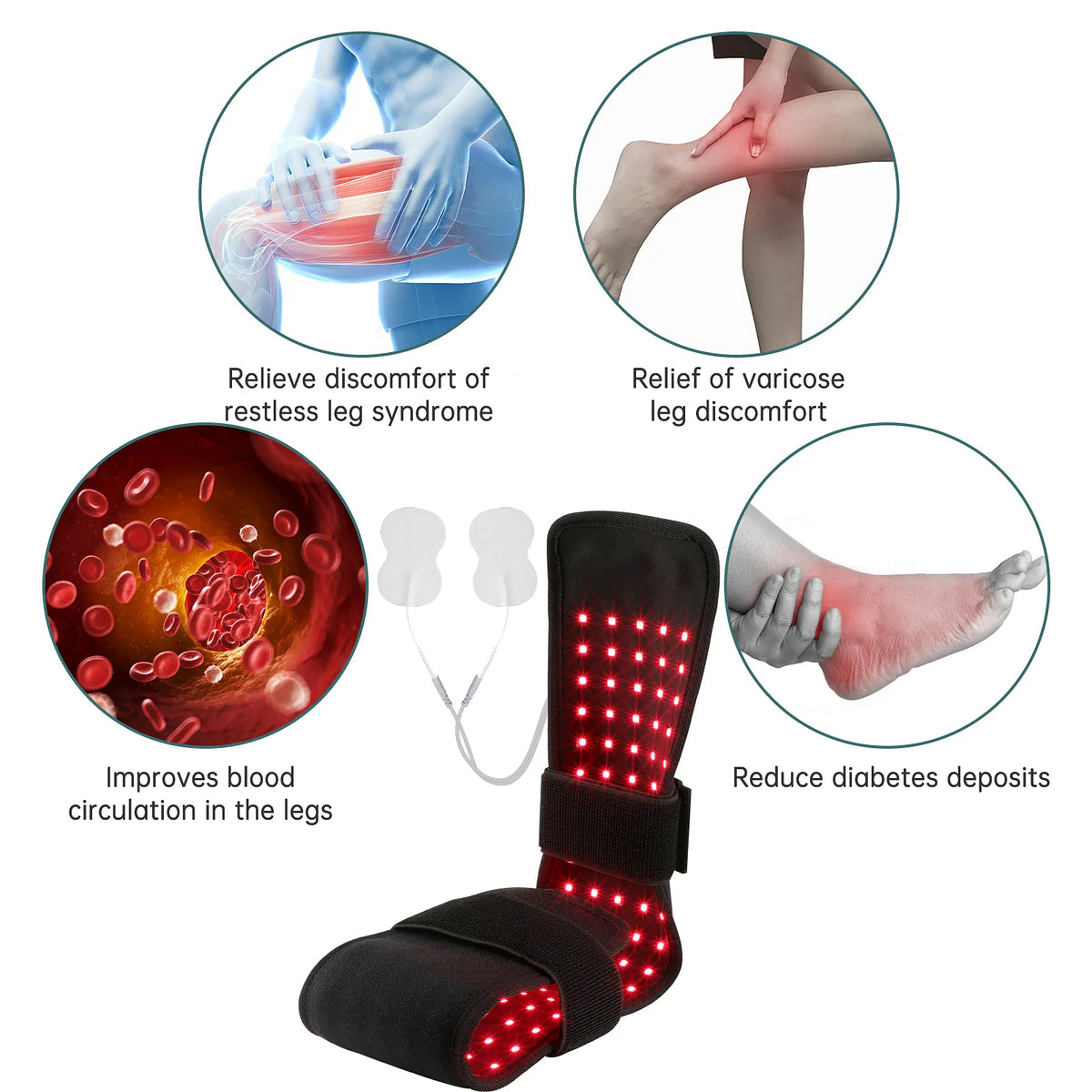 Red Light Therapy Foot & Leg Wrap with EMS Pulse Mode