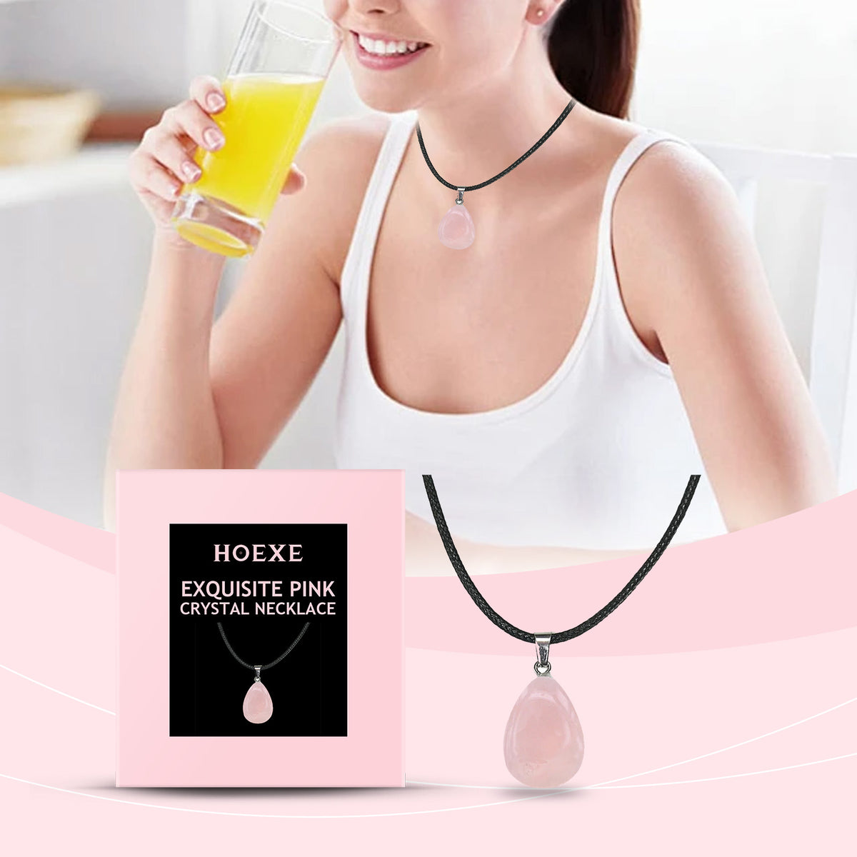 Pink Crystal Necklace for Minimalist Everyday Style