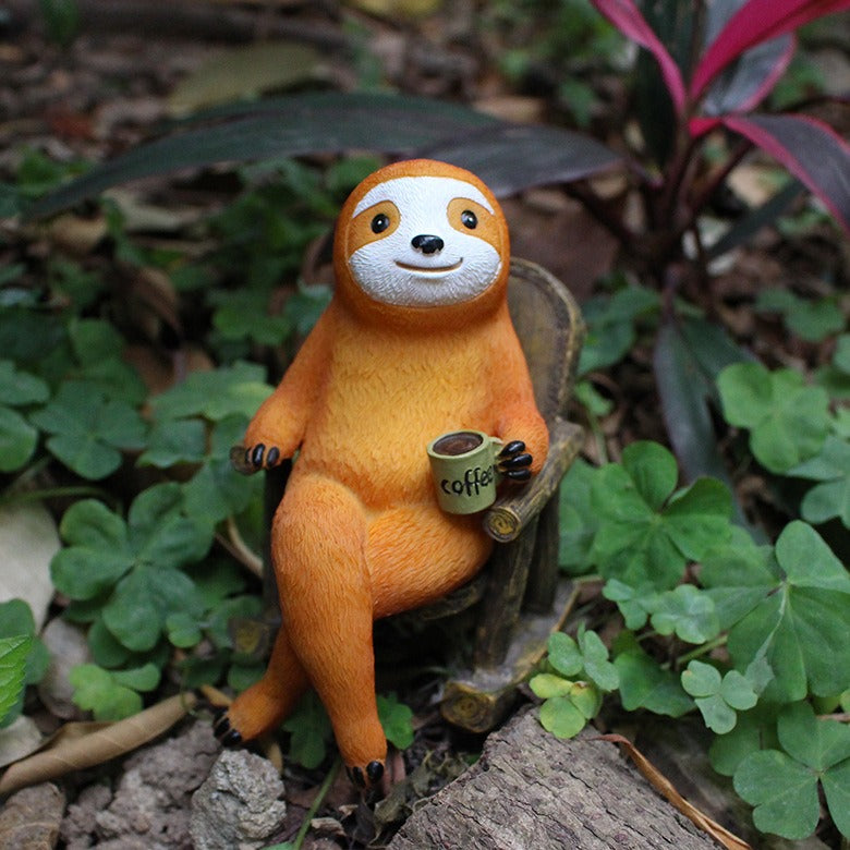 Resin Garden Sloth Statue Relaxing in Rocking Chair