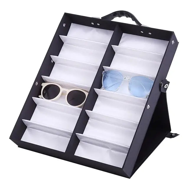 Handheld Sunglasses Case for 12 Pairs with Display Tray