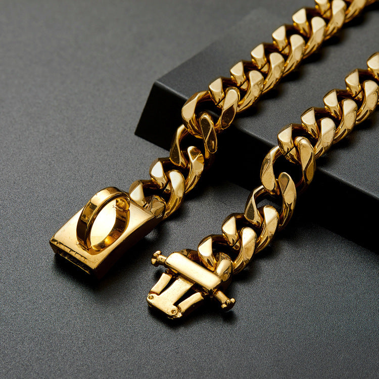 15mm Gold Dog Chain Collar for a Bold Luxury Look