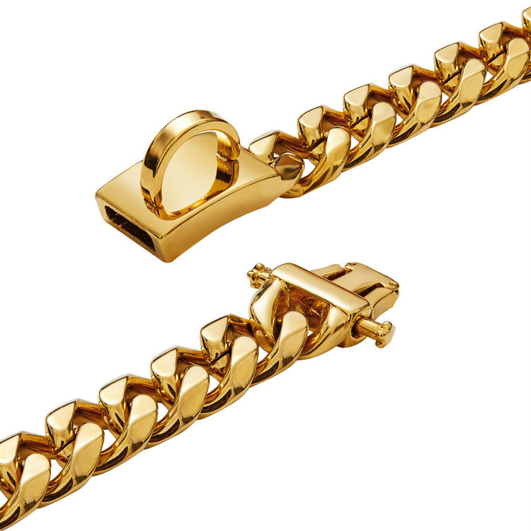 15mm Gold Dog Chain Collar for a Bold Luxury Look