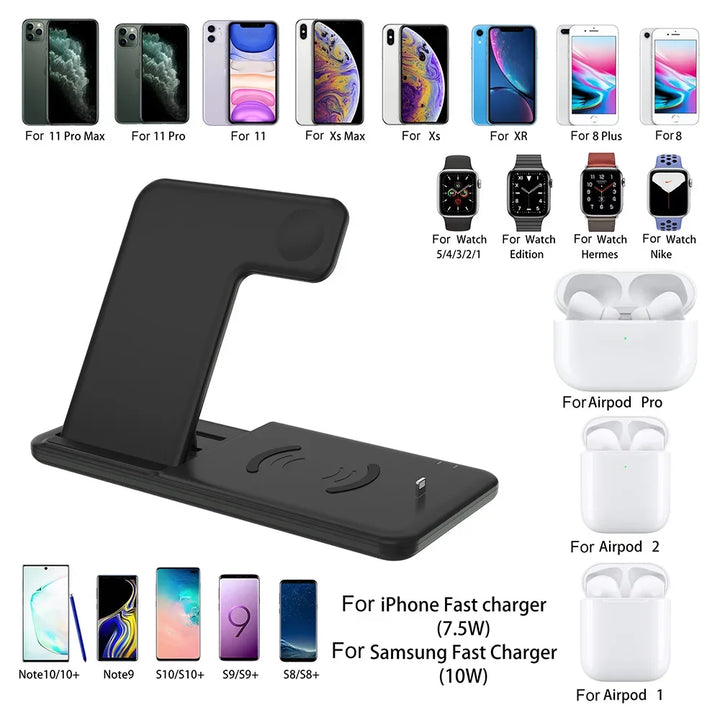 15W Wireless Charger Stand for iPhone, Watch & AirPods