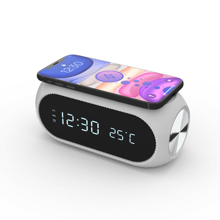 Wireless Charging Alarm Clock with LED Time & Temp
