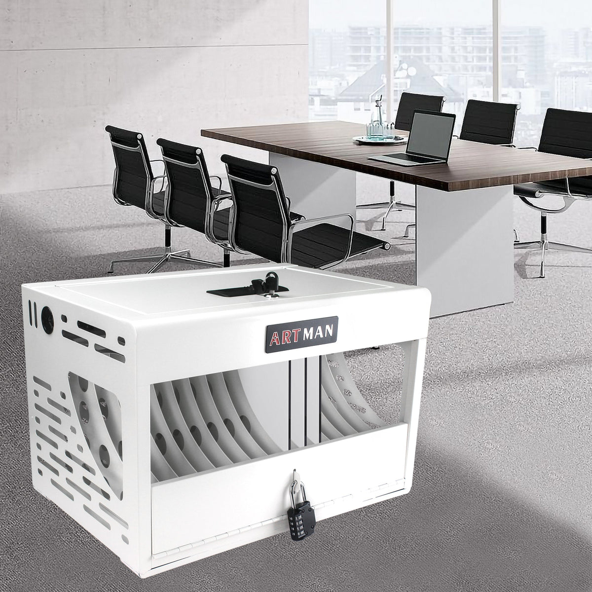 16 Bay Laptop Charging Cabinet with Lock for Schools