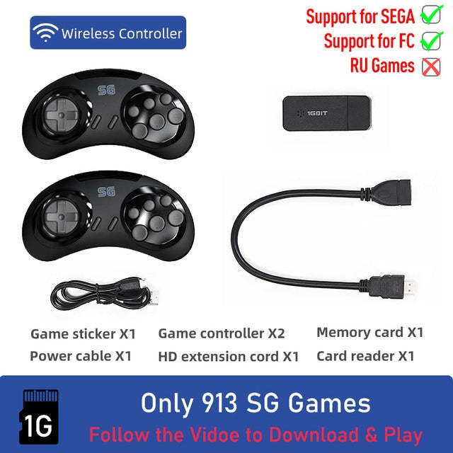 Retro 16-Bit Sega Console with 913 Games & HDMI TV
