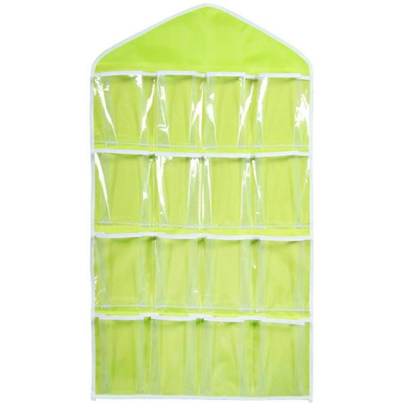 Hanging Closet Organizer with 16 Clear Pockets for Socks