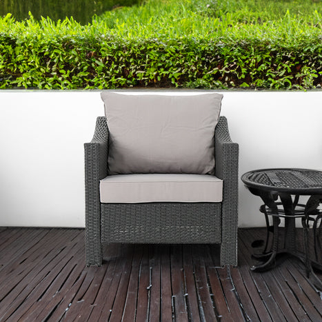 Outdoor Wicker Armchair Set of 2 With Cushions for Patio