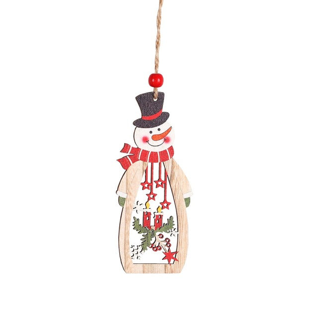 Wooden Christmas Ornaments Set of 3 Rustic Holiday Decor