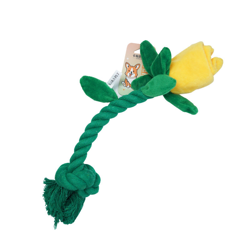 Plush Flower Rope Dog Toy for Tugging & Chew Play