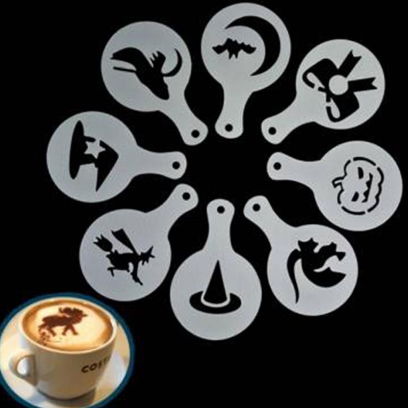 Latte Art Stencils Set: 16 Reusable Coffee Templates