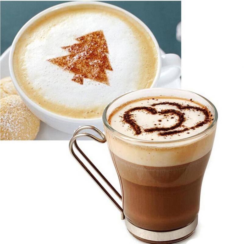 Latte Art Stencils Set: 16 Reusable Coffee Templates