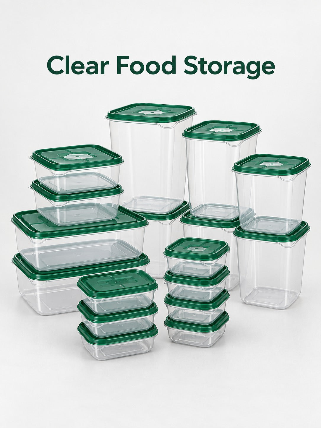 17-Piece Clear Food Storage Container Set with Snap Lids