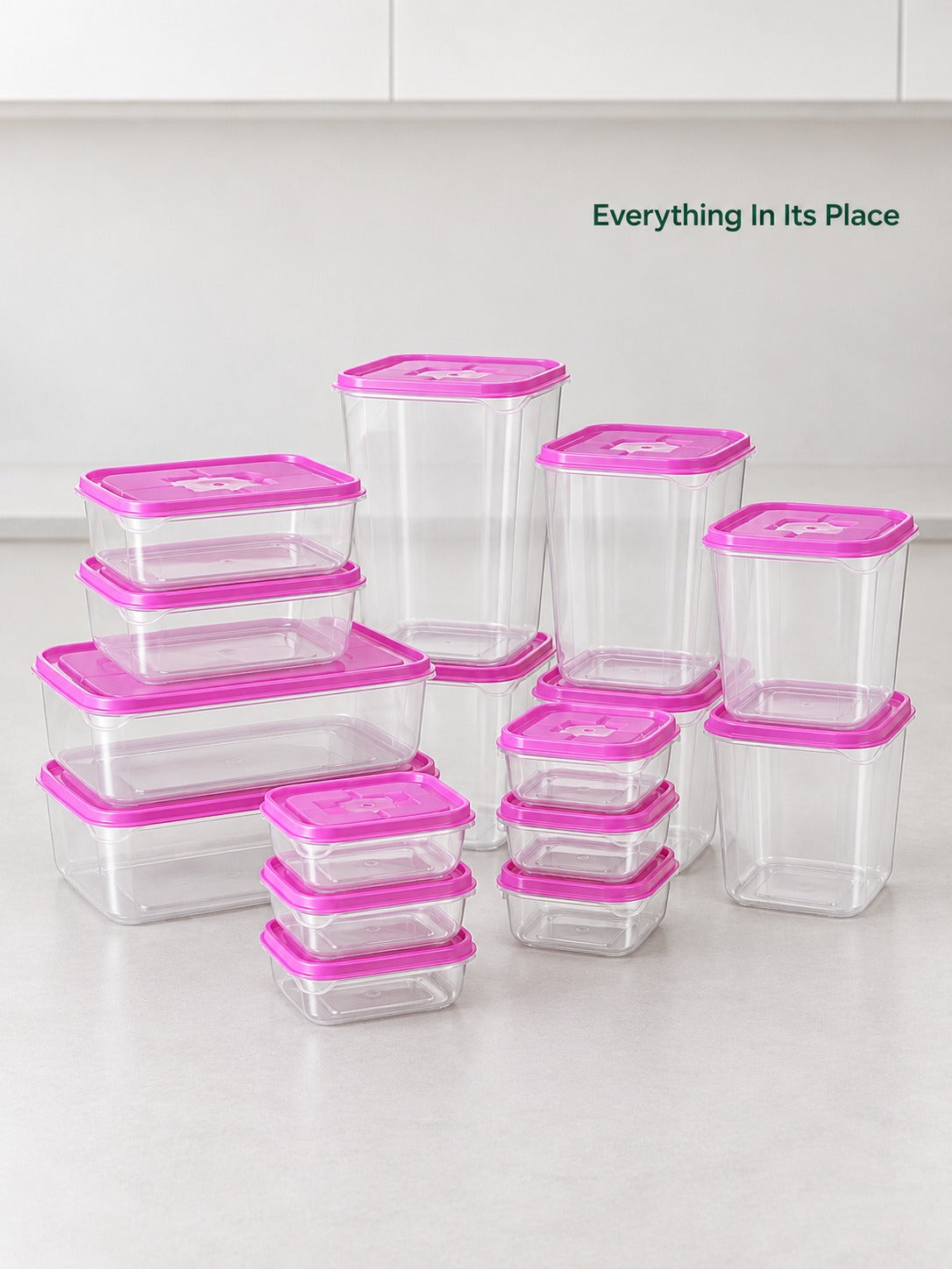 17-Piece Clear Food Storage Container Set with Snap Lids