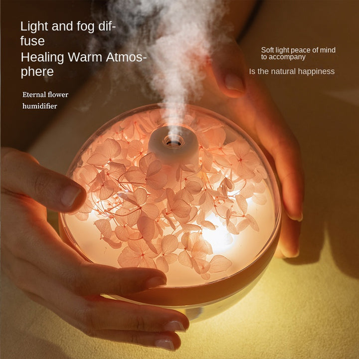 Preserved Hydrangea Humidifier with Warm Night Light