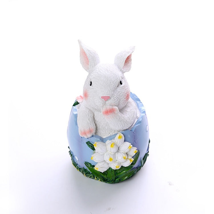 Hand-Painted Easter Bunny Resin Statue for Spring Decor