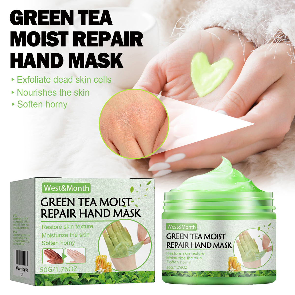 Green Tea Hand Mask – Deep Moisture & Gentle Exfoliation