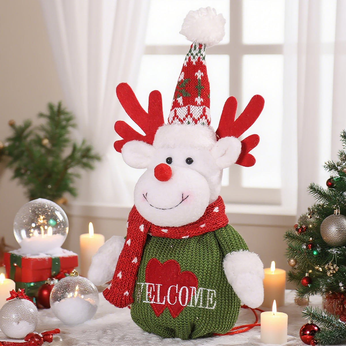 Christmas Plush Decorations Set for Festive Tabletop Cheer
