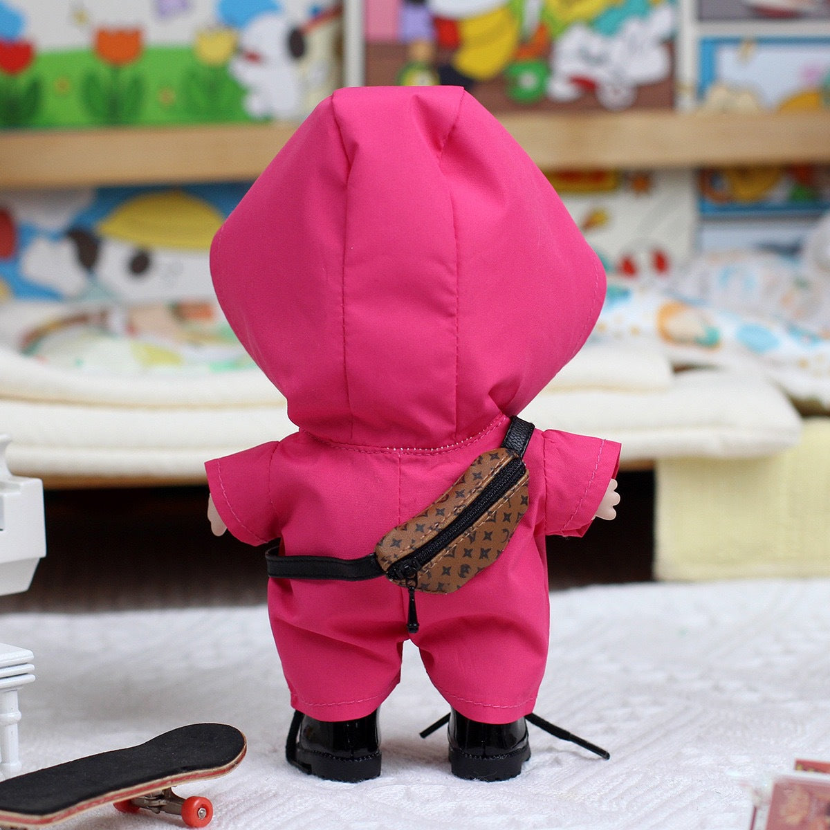 Labrador Macaron Doll Hoodie Outfit - Pink Streetwear Set