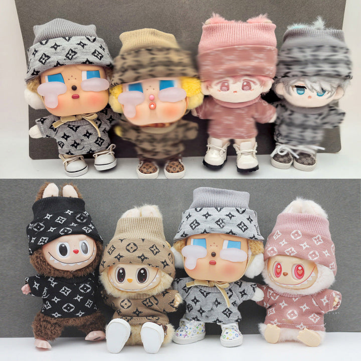 Labubu Doll Clothes & Matching Knitted Hats, 10cm-17cm