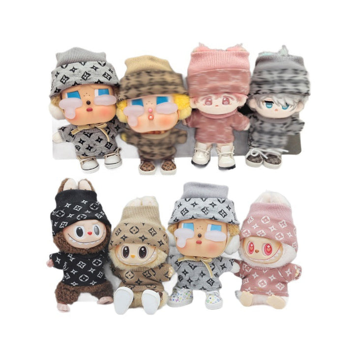 Labubu Doll Clothes & Matching Knitted Hats, 10cm-17cm