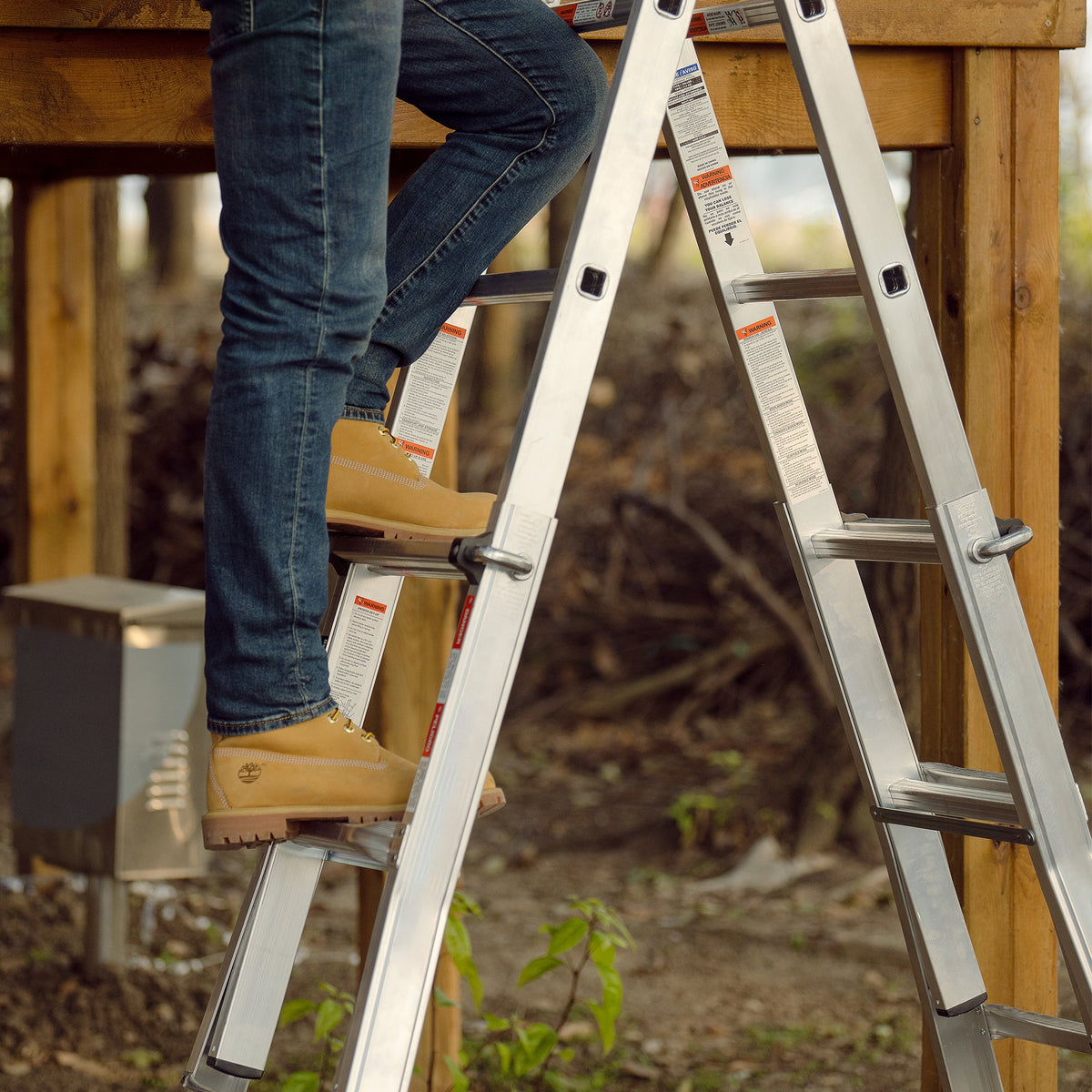 17 ft Multi-Position Aluminum Ladder: A-Frame & Straight