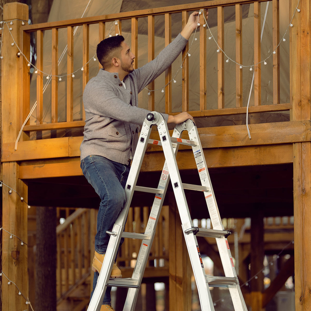 17 ft Multi-Position Aluminum Ladder: A-Frame & Straight