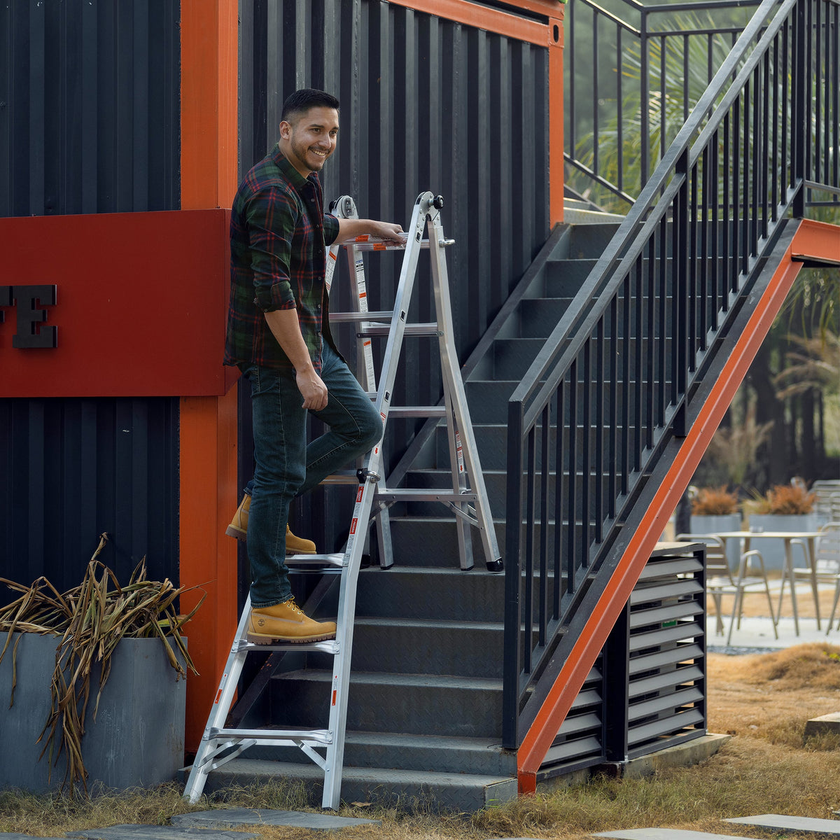 17 ft Multi-Position Aluminum Ladder: A-Frame & Straight