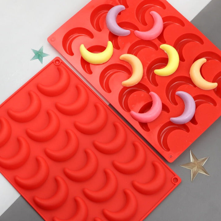 18-Cavity Moon Silicone Mold for Soap & Chocolate Bars