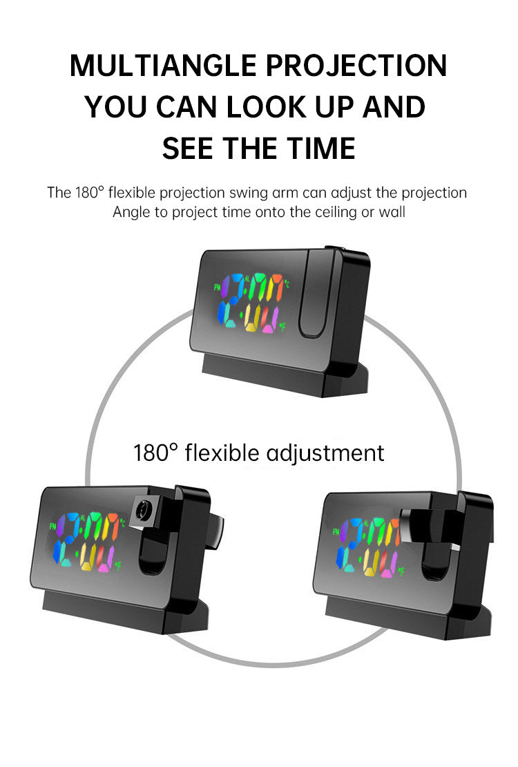 Digital Projection Alarm Clock With 180° Visibility