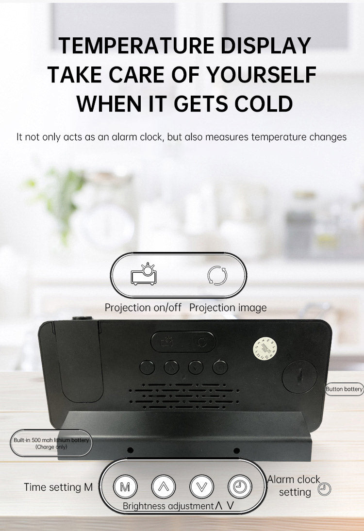 Digital Projection Alarm Clock With 180° Visibility