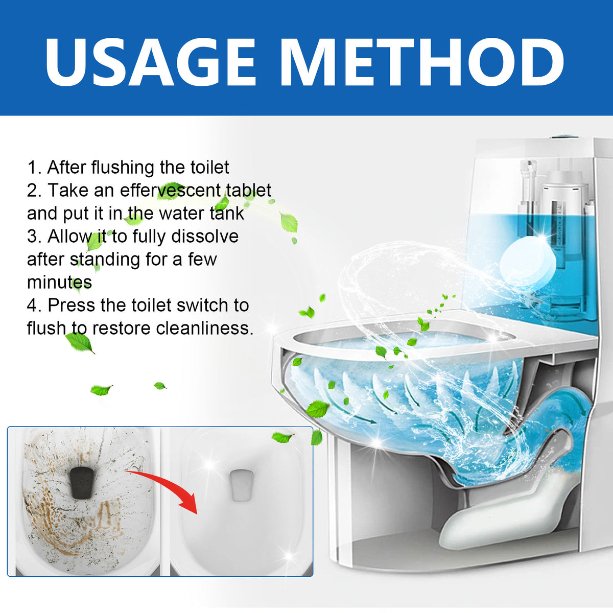Toilet Cleaning Tablets for Automatic Descaling & Odor