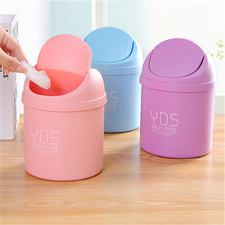 Desktop Trash Can with One-Hand Swing Lid for Desk