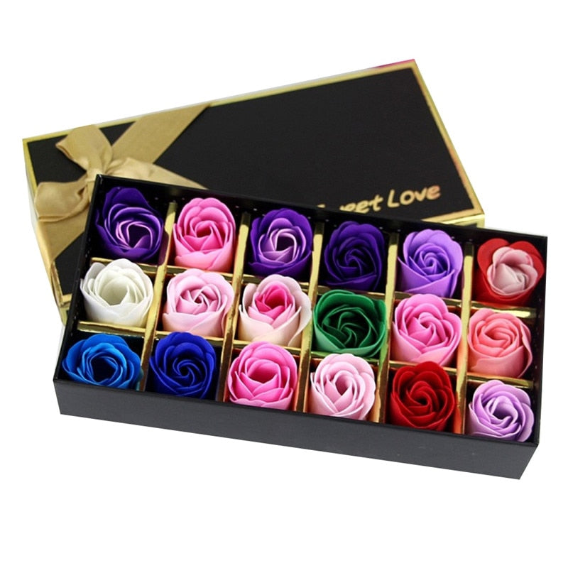 18-Piece Rose Soap Flower Gift Box for Romantic Giving